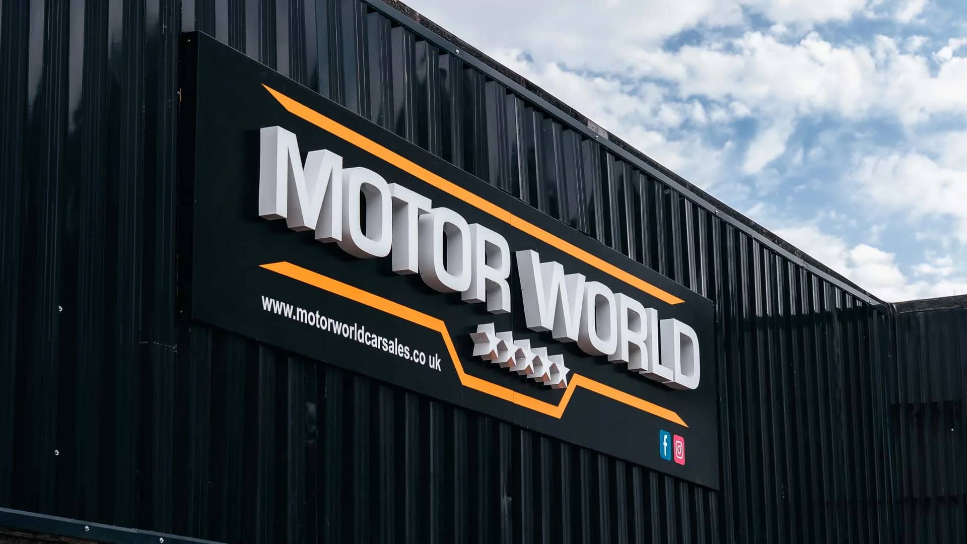 MotorWorld signage on the side of the Walkden unit